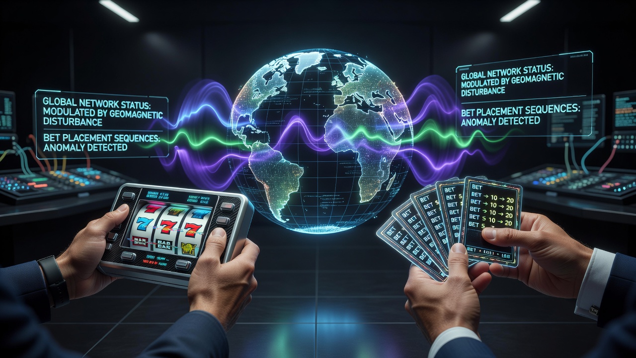 Visualization of geomagnetic storm impacts on global mobile networks used in reel and card gaming