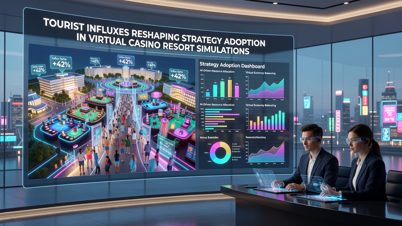 Heatmap visualization of strategy shifts in a virtual resort simulation during peak tourist season