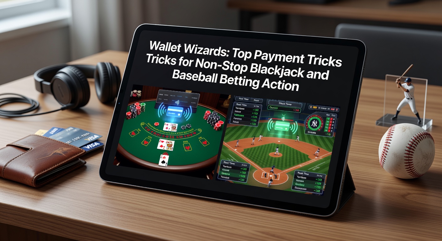 Digital wallet interface showing seamless deposits for blackjack tables and baseball odds